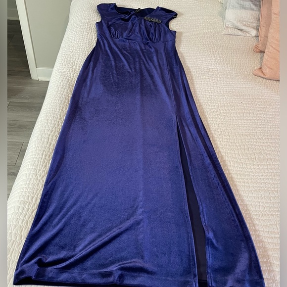 Blue Floor length Split Leg Dress - Picture 3 of 8